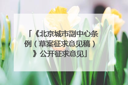 《北京城市副中心条例（草案征求意见稿）》公开征求意见