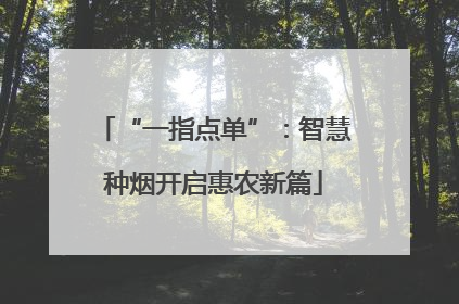 “一指点单”：智慧种烟开启惠农新篇
