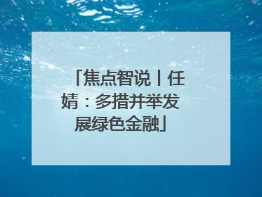 焦点智说丨任婧：多措并举发展绿色金融