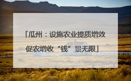 瓜州：设施农业提质增效 促农增收“钱”景无限
