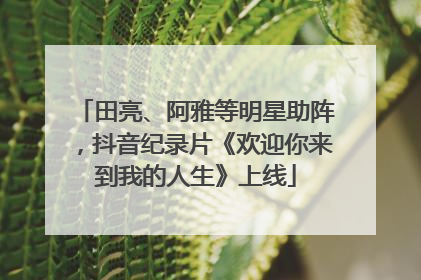 田亮、阿雅等明星助阵，抖音纪录片《欢迎你来到我的人生》上线