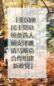 美国前民主党总统参选人杨安泽邀请马斯克合作组建新政党