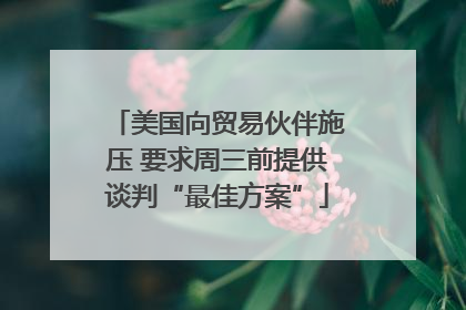 美国向贸易伙伴施压 要求周三前提供谈判“最佳方案”