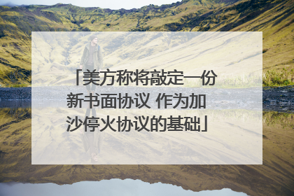 美方称将敲定一份新书面协议 作为加沙停火协议的基础