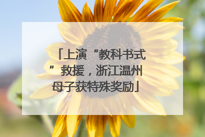 上演“教科书式”救援，浙江温州母子获特殊奖励