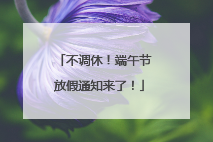不调休！端午节放假通知来了！