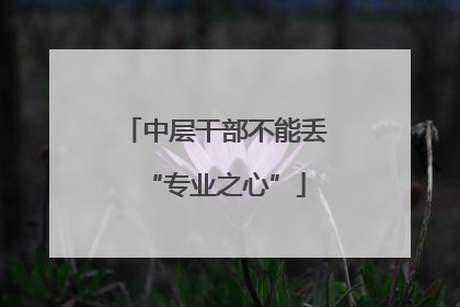 中层干部不能丢“专业之心”