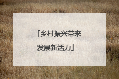 乡村振兴带来发展新活力