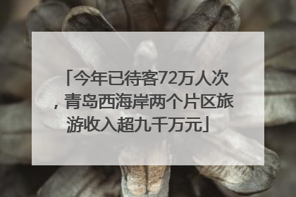 今年已待客72万人次，青岛西海岸两个片区旅游收入超九千万元