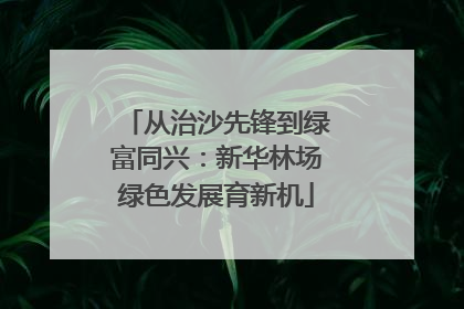 从治沙先锋到绿富同兴：新华林场绿色发展育新机