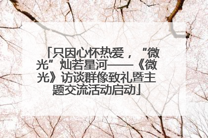 只因心怀热爱，“微光”灿若星河——《微光》访谈群像致礼暨主题交流活动启动