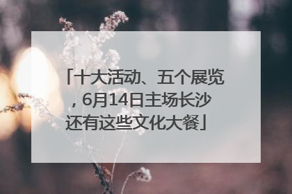 十大活动、五个展览，6月14日主场长沙还有这些文化大餐