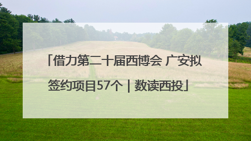 借力第二十届西博会 广安拟签约项目57个｜数读西投