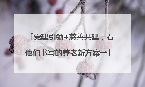 党建引领+慈善共建，看他们书写的养老新方案→