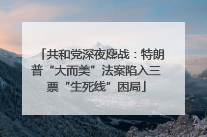 共和党深夜鏖战：特朗普“大而美”法案陷入三票“生死线”困局