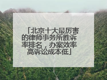 北京十大最厉害的律师事务所胜诉率排名，办案效率高诉讼成本低
