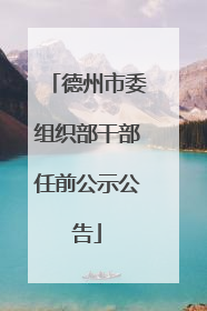 德州市委组织部干部任前公示公告