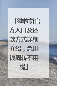 微粒贷官方入口及还款方式详细介绍，急用钱周转不用慌