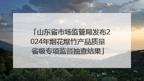 山东省市场监管局发布2024年烟花爆竹产品质量省级专项监督抽查结果