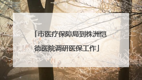 市医疗保障局到株洲恺德医院调研医保工作