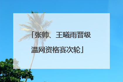 张帅、王曦雨晋级温网资格赛次轮
