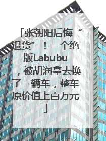 张朝阳后悔“退货”！一个绝版Labubu，被胡润拿去换了一辆车，整车原价值上百万元