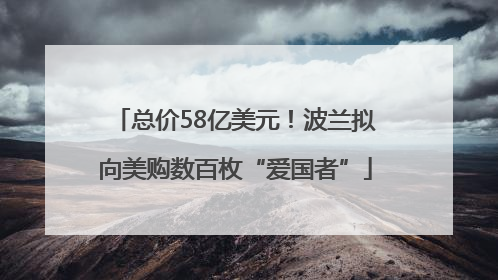 总价58亿美元！波兰拟向美购数百枚“爱国者”