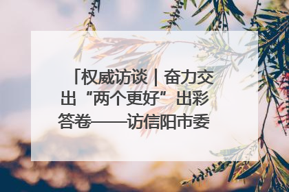 权威访谈｜奋力交出“两个更好”出彩答卷——访信阳市委书记蔡松涛