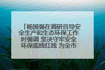 杨国强在调研督导安全生产和生态环保工作时强调 坚决守牢安全环保底线红线 为全市经济社会高质量发展提供坚强保障
