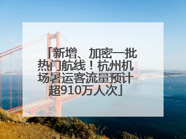 新增、加密一批热门航线！杭州机场暑运客流量预计超910万人次