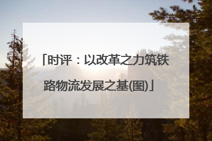 时评：以改革之力筑铁路物流发展之基(图)