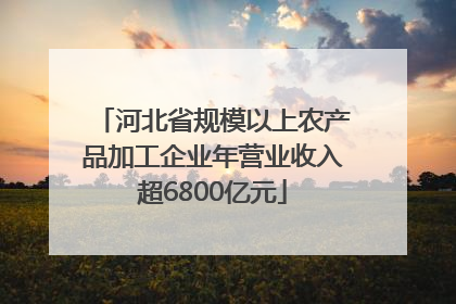 河北省规模以上农产品加工企业年营业收入超6800亿元