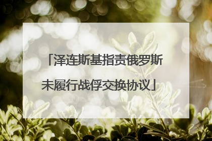 泽连斯基指责俄罗斯未履行战俘交换协议