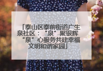 泰山区泰前街道广生泉社区：“泉”聚银辉“泉”心服务共建幸福文明和谐家园