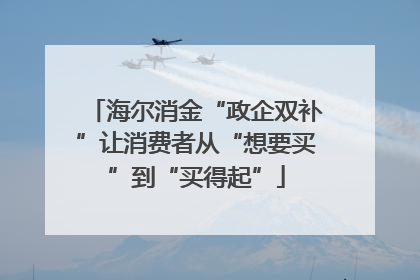 海尔消金“政企双补”让消费者从“想要买”到“买得起”