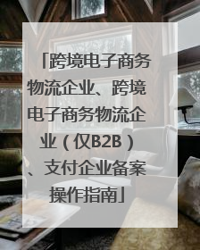 跨境电子商务物流企业、跨境电子商务物流企业（仅B2B）、支付企业备案操作指南