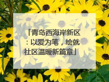 青岛西海岸新区：以爱为笔，绘就社区温暖新篇章