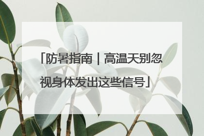 防暑指南｜高温天别忽视身体发出这些信号
