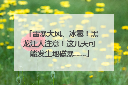 雷暴大风、冰雹！黑龙江人注意！这几天可能发生地磁暴……
